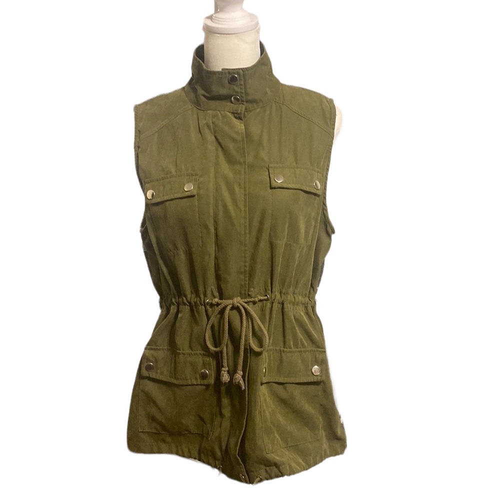 ENTRO tribal utility vest full front zip with cinch waist